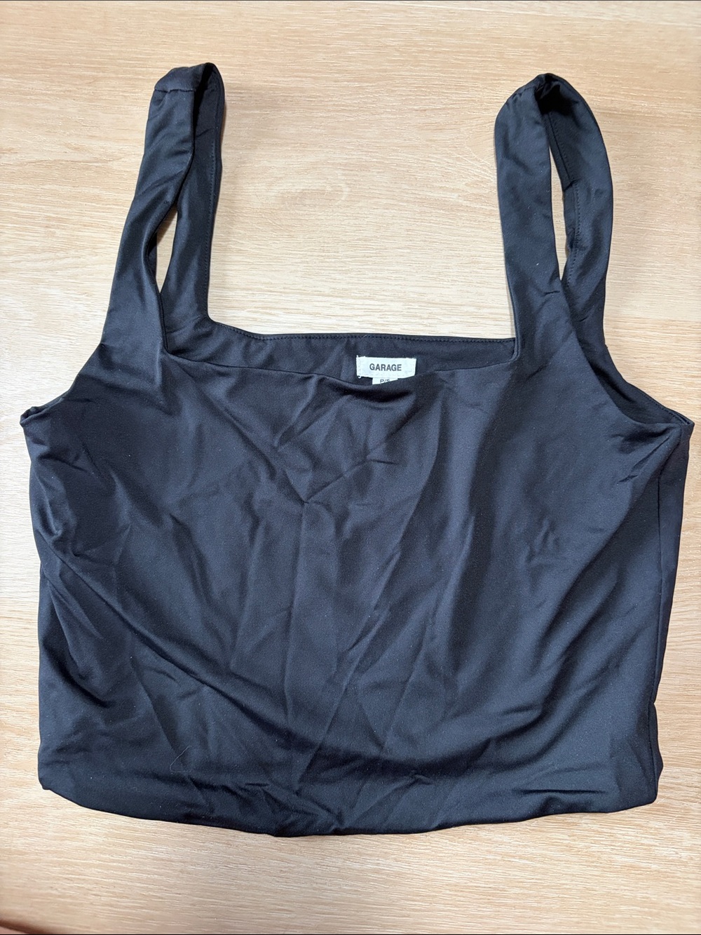 Garage Black Square-Neck Crop Tank